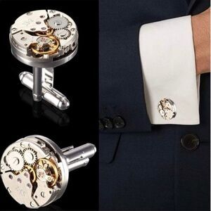 New Men Cufflinks Vintage Watch Movement Shape Suit